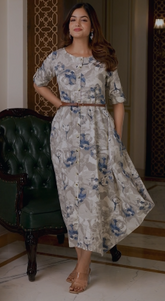Bombay Paisley Pattern calf length dress