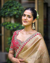 Premium zoya Silk Gold Soft tissue fabric