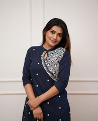 office wear classy kurti pant with embroidery detailing for all day comfort and trendy look