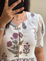 Printed cotton middi Gown dress