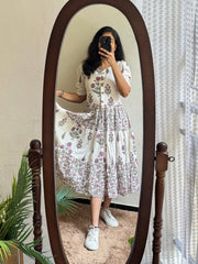 Printed cotton middi Gown dress