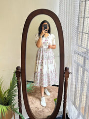 Printed cotton middi Gown dress