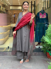 Beautiful pure cotton kurti pant dupatta set