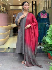 Beautiful pure cotton kurti pant dupatta set