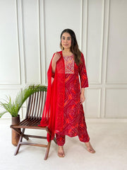 Beautiful heavy premium fully handwork kurti. pant and dupatta