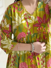 New anarkali kurta set with embroidery & lace work