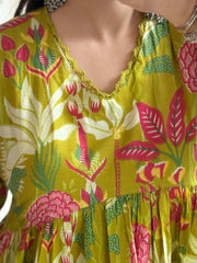 New anarkali kurta set with embroidery & lace work