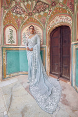 Premium Georgette Saree Embellished With Thread Embroidery And Beautiful Sequins Work