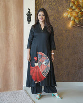 Beautiful Suit Sets in Soft Tesla Slub Top With Plazzo