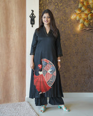 Beautiful Suit Sets in Soft Tesla Slub Top With Plazzo