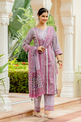 Beautiful kurti pant dupatta set in Premium Fine Cotton