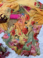 new exclusive floral handwork saree