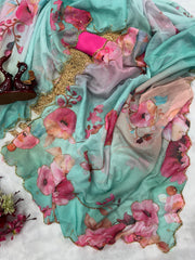 new exclusive floral handwork saree