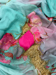 new exclusive floral handwork saree