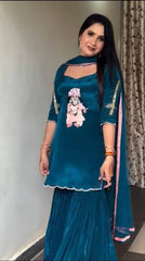 Ivory Embroidered Sharara Suit Set with Dupatta AllTreandy