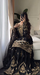 Black & Gold Heavy Embroidered Lehenga Set with Dupatta AllTreandy