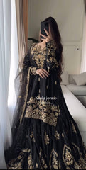 Black & Gold Heavy Embroidered Lehenga Set with Dupatta AllTreandy