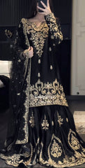 Black & Gold Heavy Embroidered Lehenga Set with Dupatta AllTreandy
