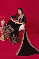 Black Faux Georgette Suit with Heavy Golden Embroidery & Dupatta AllTreandy