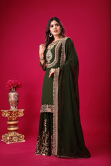 Black Faux Georgette Suit with Heavy Golden Embroidery & Dupatta AllTreandy
