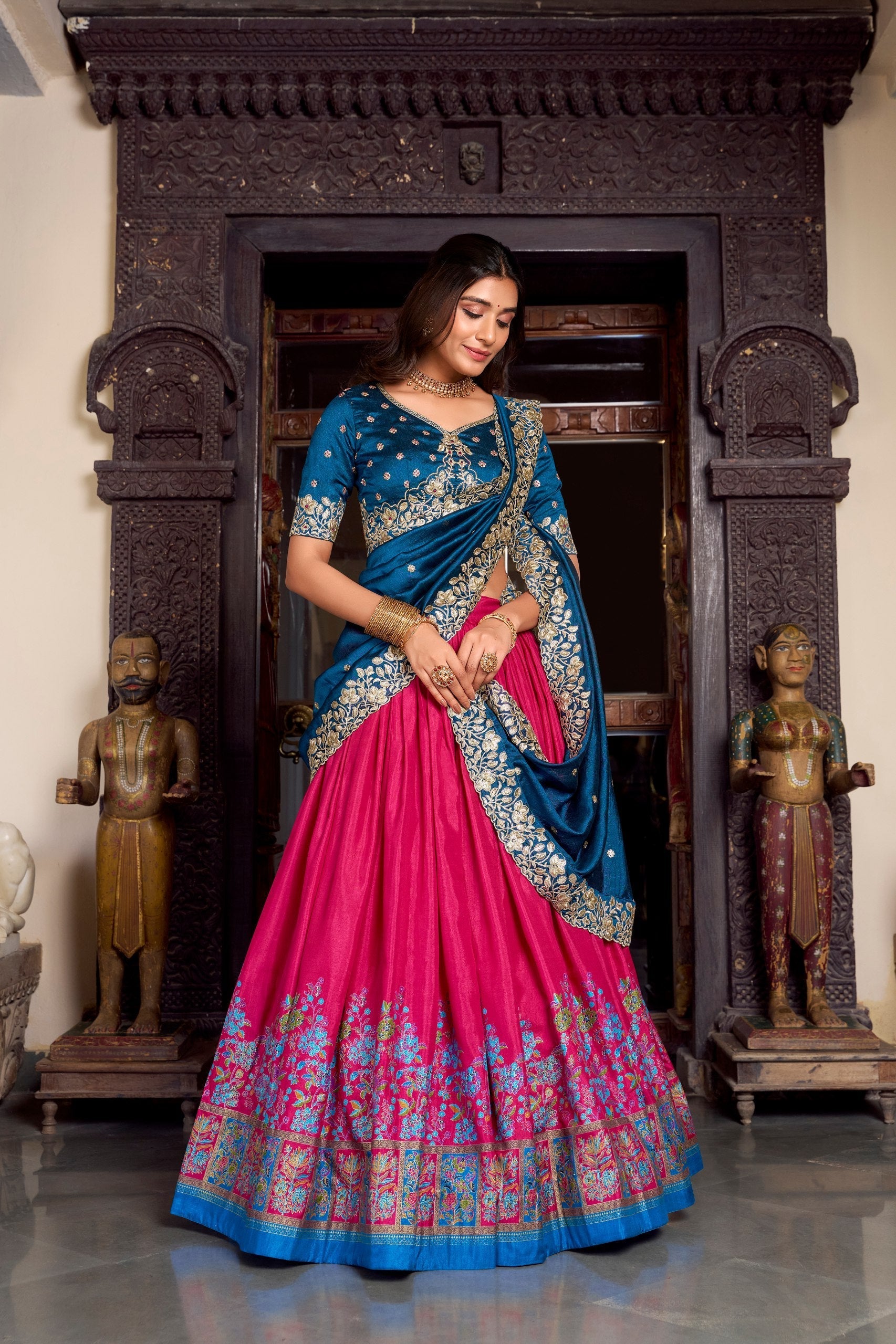 Silk Lehenga with Heavy Embroidery – Designer Festive Wear AllTreandy