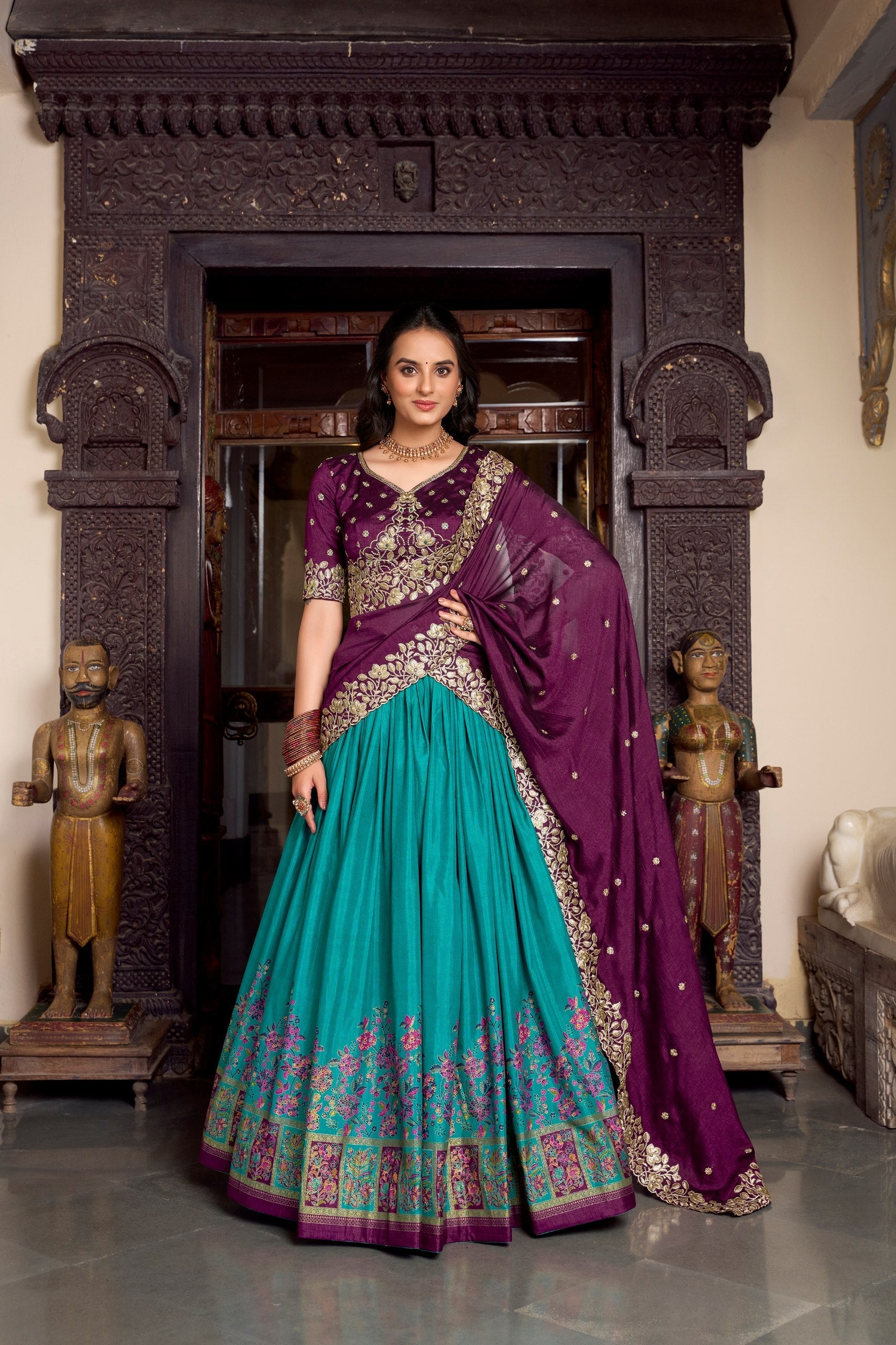 Silk Lehenga with Heavy Embroidery – Designer Festive Wear AllTreandy