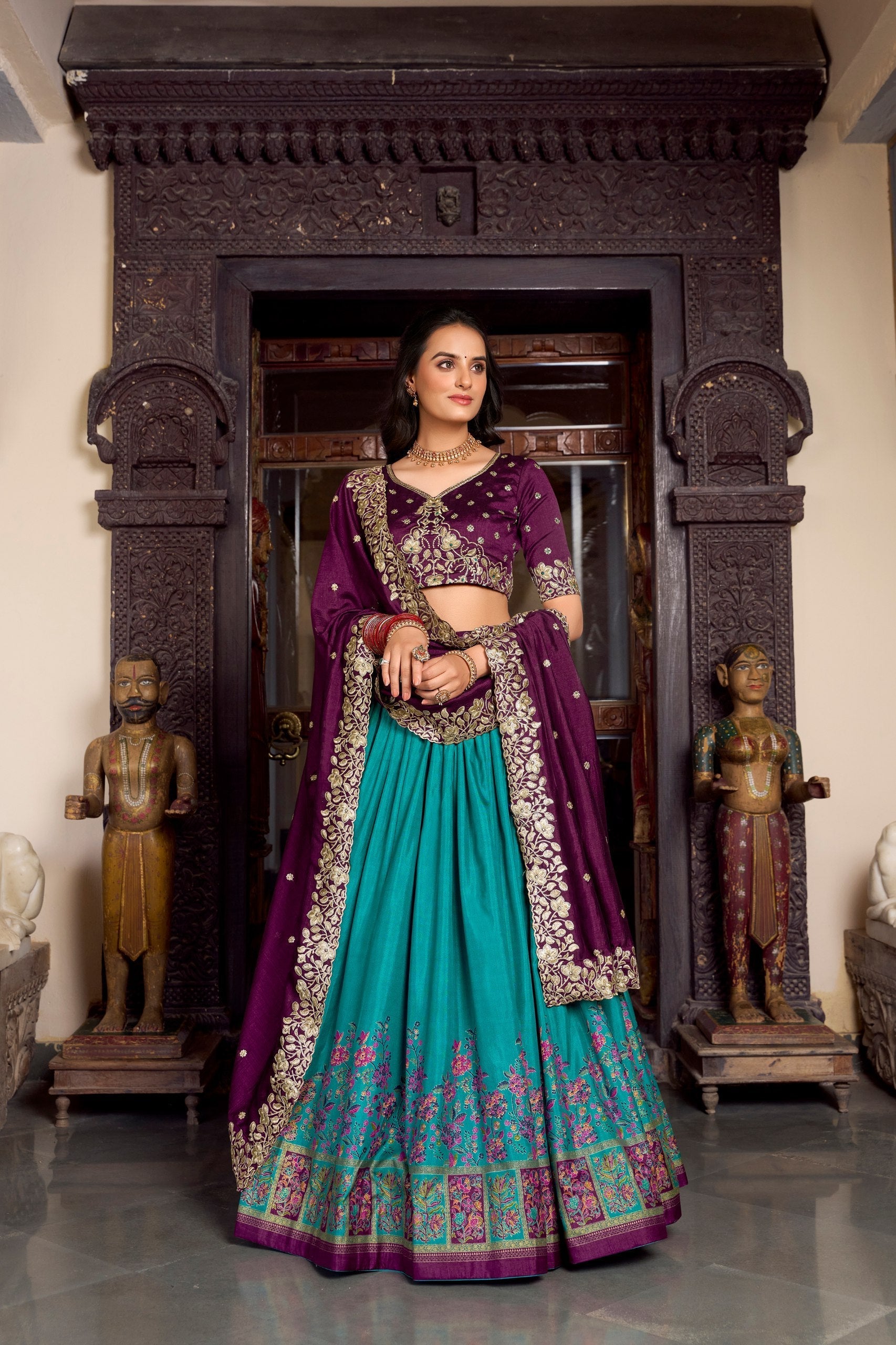 Silk Lehenga with Heavy Embroidery – Designer Festive Wear AllTreandy