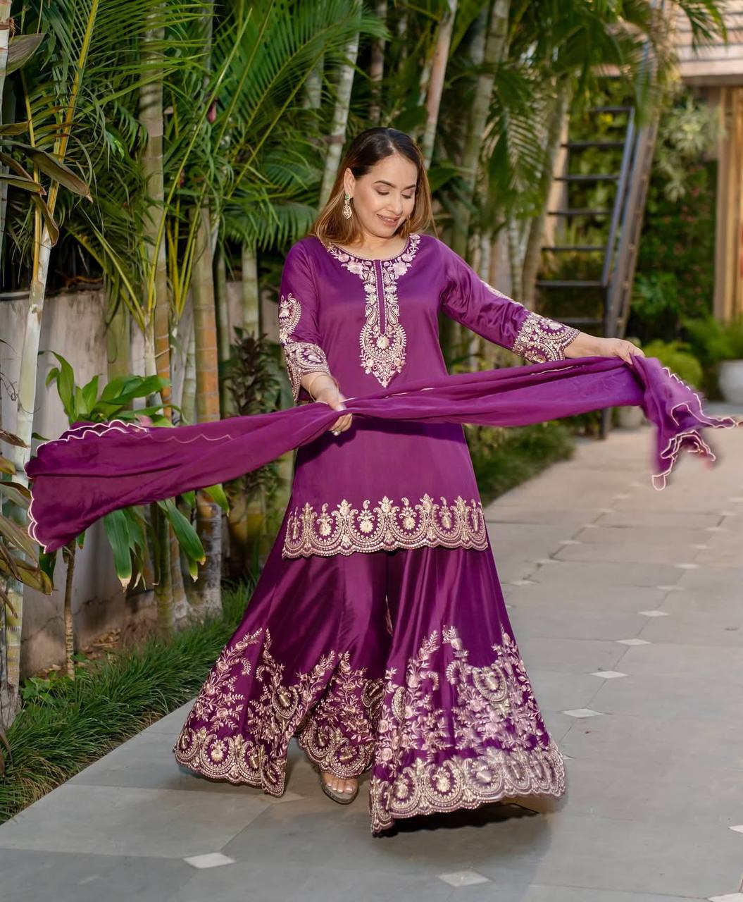 Ivory White Golden Embroidered Anarkali Set with Dupatta AllTreandy