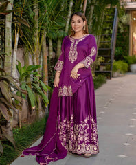 Ivory White Golden Embroidered Anarkali Set with Dupatta AllTreandy