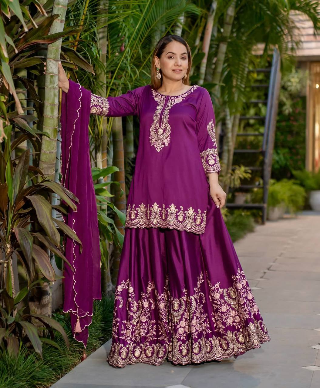 Ivory White Golden Embroidered Anarkali Set with Dupatta AllTreandy
