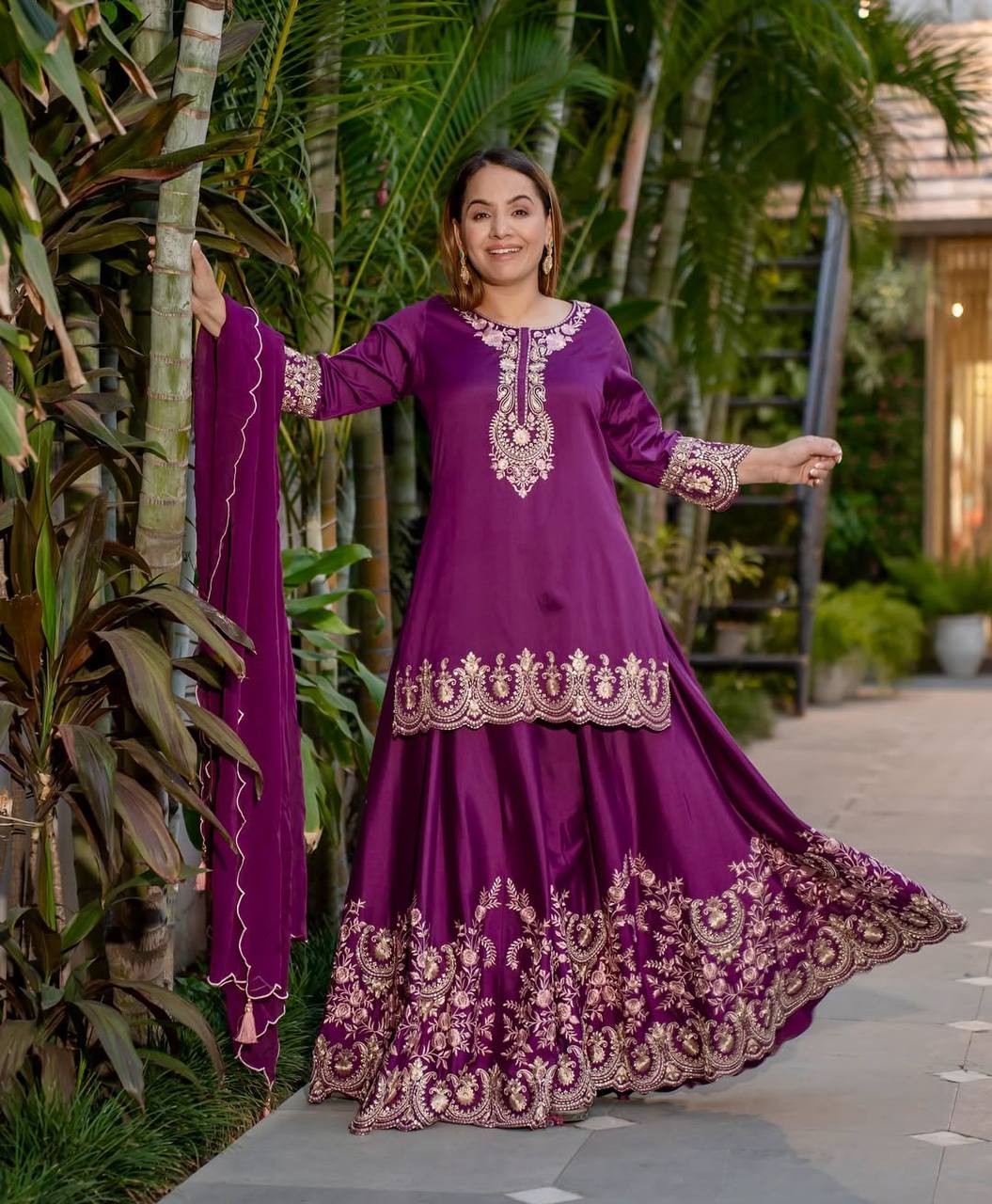 Ivory White Golden Embroidered Anarkali Set with Dupatta AllTreandy