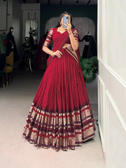 Magenta Silk Lehenga with Antique Zari Border AllTreandy