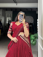 Magenta Silk Lehenga with Antique Zari Border AllTreandy