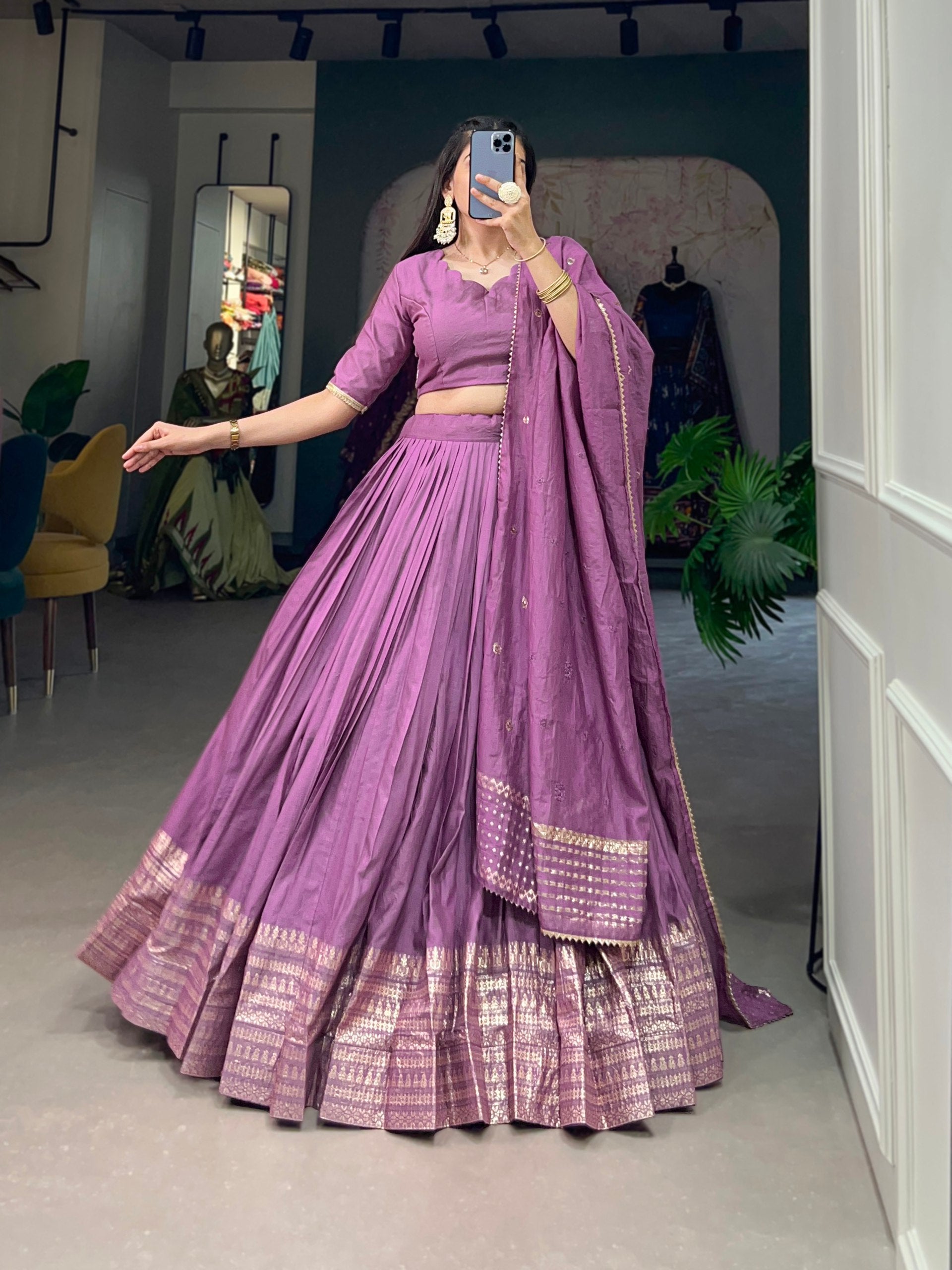 Golden Mustard Silk Lehenga with Blouse & Dupatta – Elegant Festive Wear AllTreandy