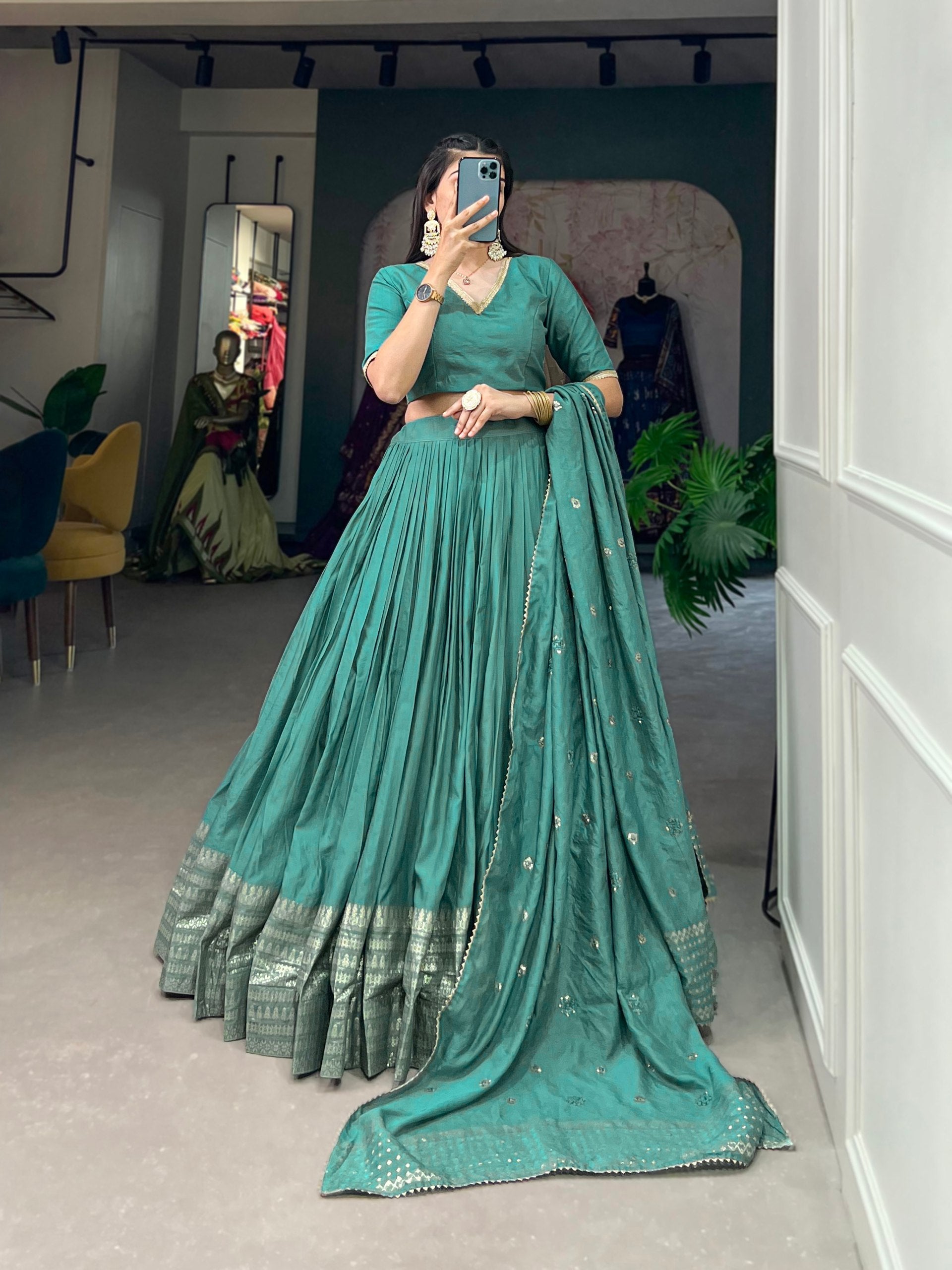 Golden Mustard Silk Lehenga with Blouse & Dupatta – Elegant Festive Wear AllTreandy