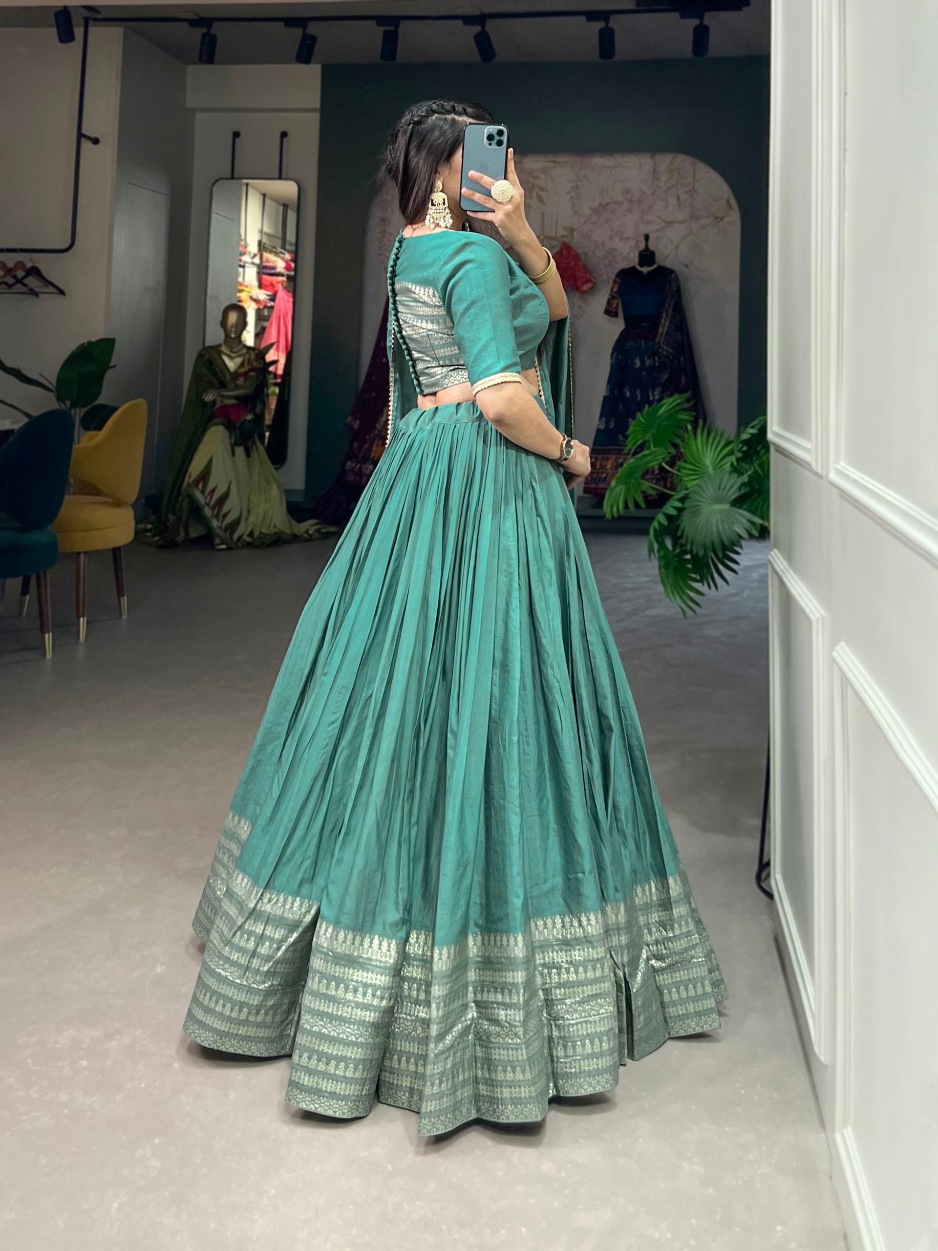 Golden Mustard Silk Lehenga with Blouse & Dupatta – Elegant Festive Wear AllTreandy
