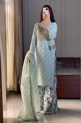 Embroidered  Top with Floral Plazzo Set (Fully Stitched) Fabric & Work Details AllTreandy