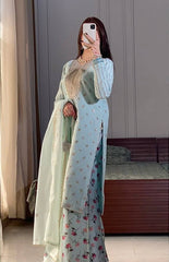 Embroidered  Top with Floral Plazzo Set (Fully Stitched) Fabric & Work Details AllTreandy