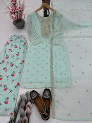 Embroidered  Top with Floral Plazzo Set (Fully Stitched) Fabric & Work Details AllTreandy