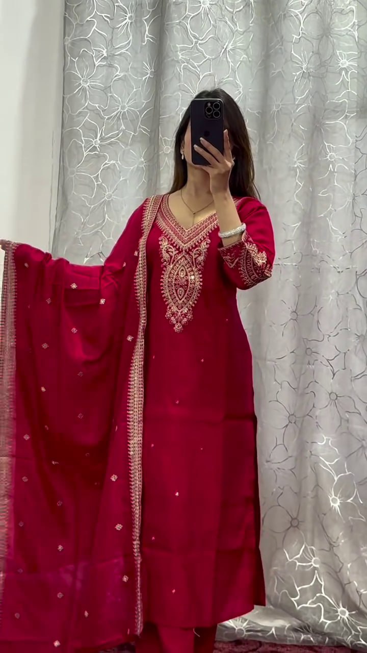 Elegant Embroidered Georgette Suit Set (Fully Stitched) AllTreandy