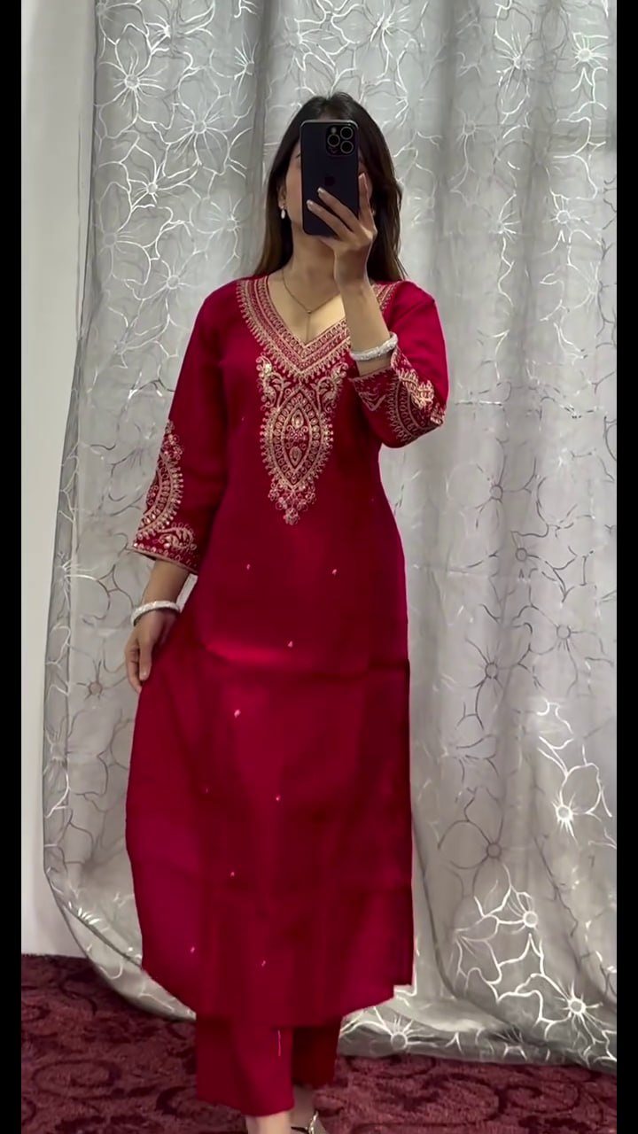Elegant Embroidered Georgette Suit Set (Fully Stitched) AllTreandy