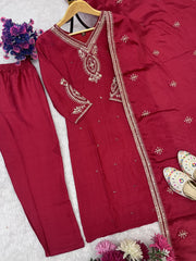 Elegant Embroidered Georgette Suit Set (Fully Stitched) AllTreandy