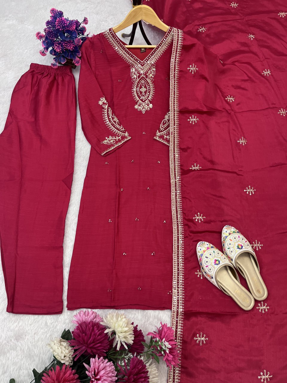 Elegant Embroidered Georgette Suit Set (Fully Stitched) AllTreandy