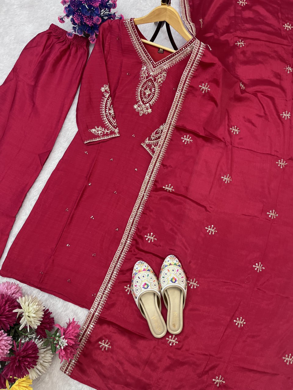 Elegant Embroidered Georgette Suit Set (Fully Stitched) AllTreandy