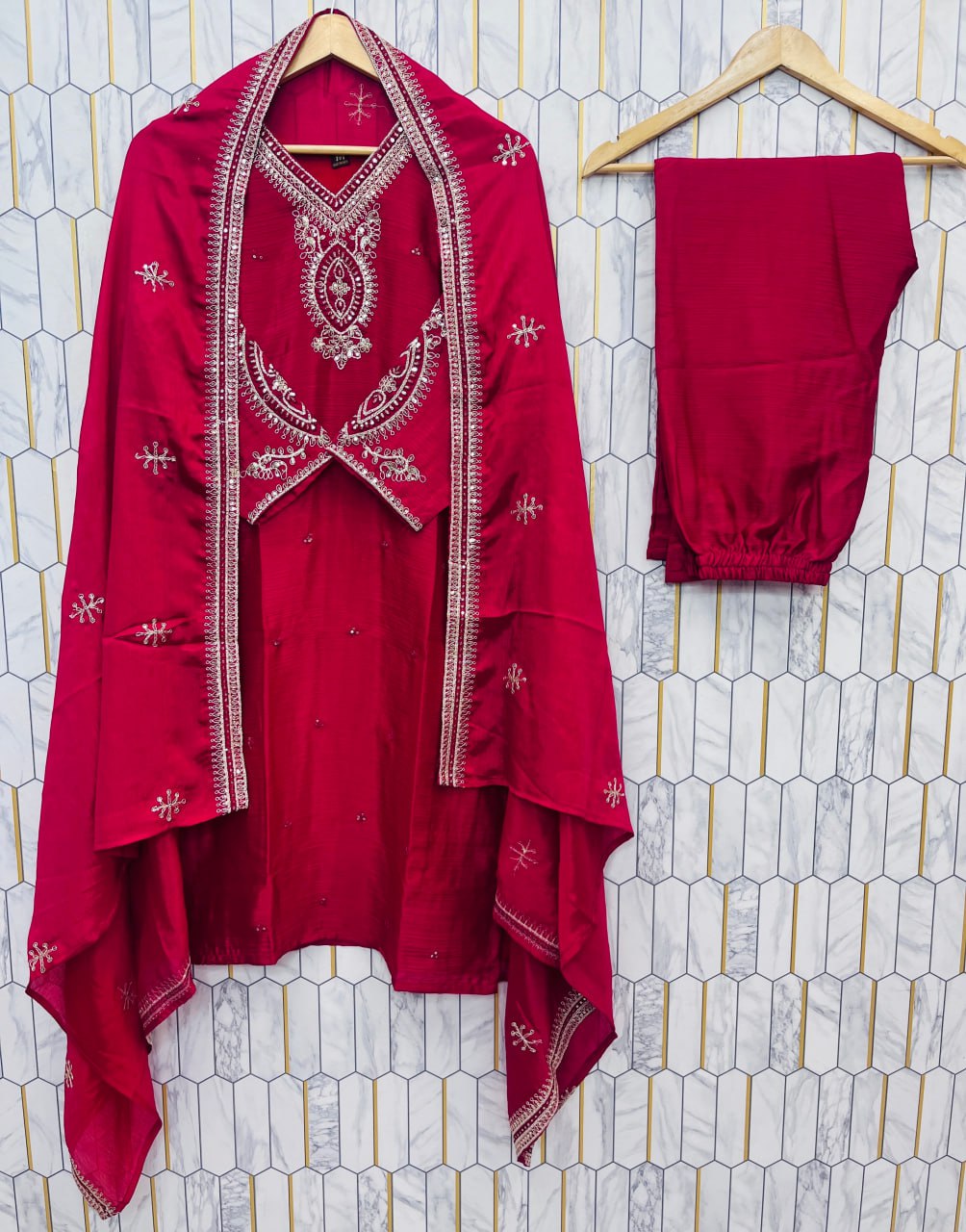 Elegant Embroidered Georgette Suit Set (Fully Stitched) AllTreandy