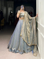 Olive Green Silk Lehenga Set with Embroidered Dupatta AllTreandy