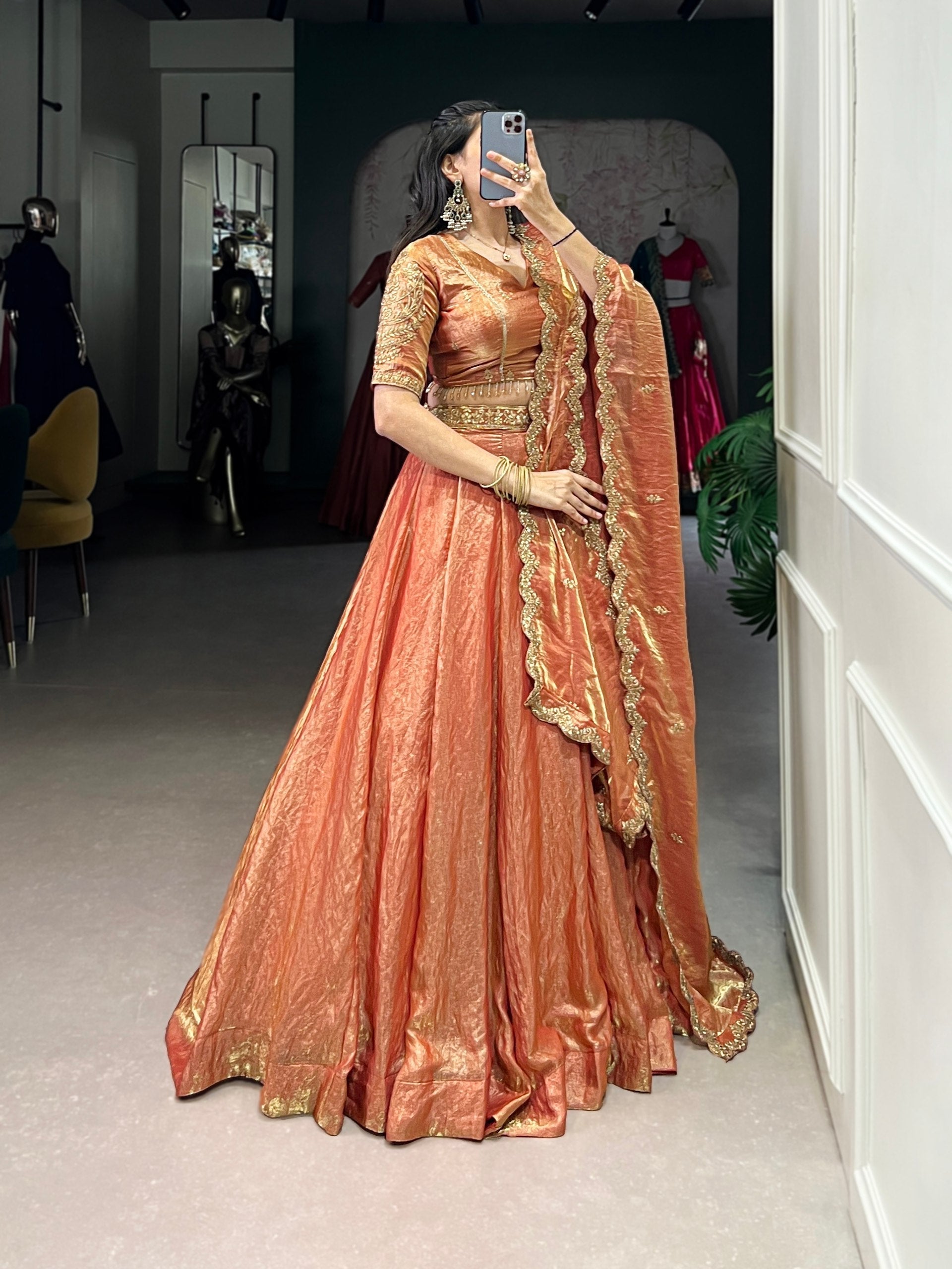 Elegant Lavender Gold Silk Lehenga with Embroidered Dupatta – Festive & Wedding Wear AllTreandy