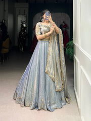Olive Green Silk Lehenga Set with Embroidered Dupatta AllTreandy