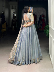 Olive Green Silk Lehenga Set with Embroidered Dupatta AllTreandy