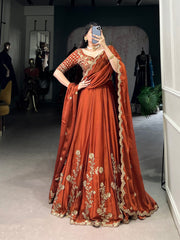 Elegant Lavender Gold Silk Lehenga with Embroidered Dupatta – Festive & Wedding Wear AllTreandy